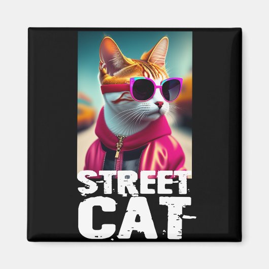 Aimant Adorable Chat mignon en costume rose (Devant)