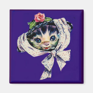 Aimant adorable chatte kitten dans un casquette chaton ki