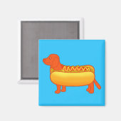 Aimant Adorable Dachshund Hot Dog (Recto/Verso)