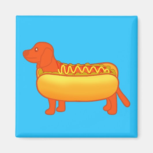 Aimant Adorable Dachshund Hot Dog (Devant)