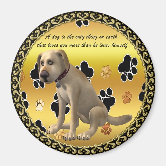 Aimant Adorable dog sitting with a cute fun quote (Devant)