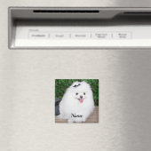 Aimant Adorable Fluffy White Chien Chien Chien (In Situ (Lave-vaisselle))