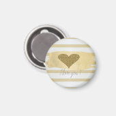 Aimant Adorable Gold Parties scintillant Coeurs Stripes-J (Recto/Verso)