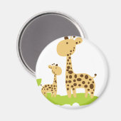 Aimant Adorable maman & bébé Giraffe Vert & Jaune (Recto/Verso)