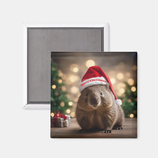 Aimant adorable Noël Wombat, (Recto/Verso)