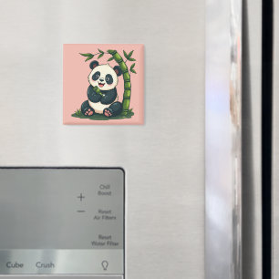 Aimant Adorable panda qui enlace du bambou, illustration 