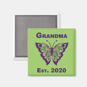 Aimant Adorable papillon grand-mère "Est 2020" (Recto/Verso)