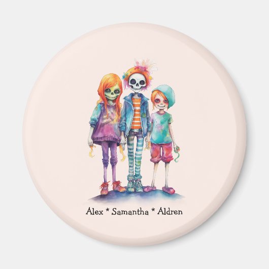 Aimant Adorable Pastel Zombie Trio - Joli Halloween (Devant)