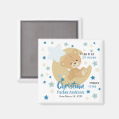 Aimant Adorable Teddy Bear Baby Boy Stats de naissance (Recto/Verso)