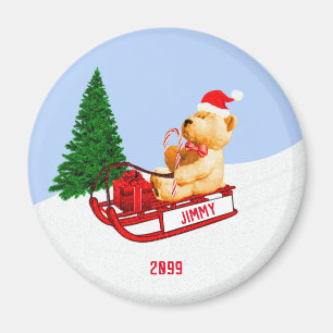 Aimant Adorable Teddy Bear on Sled