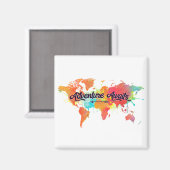 Aimant Adventure Await Citation Vivid Watercolor Carte du (Recto/Verso)