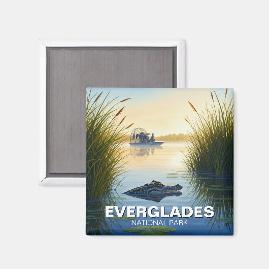 Aimant Aéronef Alligator Everglades Parc National Floride (Recto/Verso)