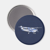 Aimant Aéronef Classique Chrome Cessna Flying Carbon Fibr (Recto/Verso)