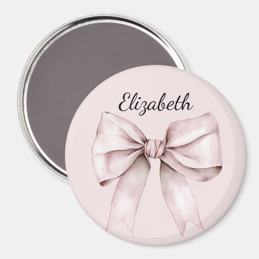 Aimant Aesthetic coquette pink bow Personalized Name (Recto/Verso)