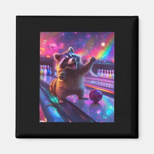 Aimant Aesthétique Fantasycore Raccoon Bowling Funny (Devant)