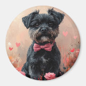 Aimant Affenpinscher avec des roses - Saint-Valentin (Devant)