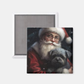 Aimant Affenpinscher avec Noël Festif du Père Noël (Recto/Verso)