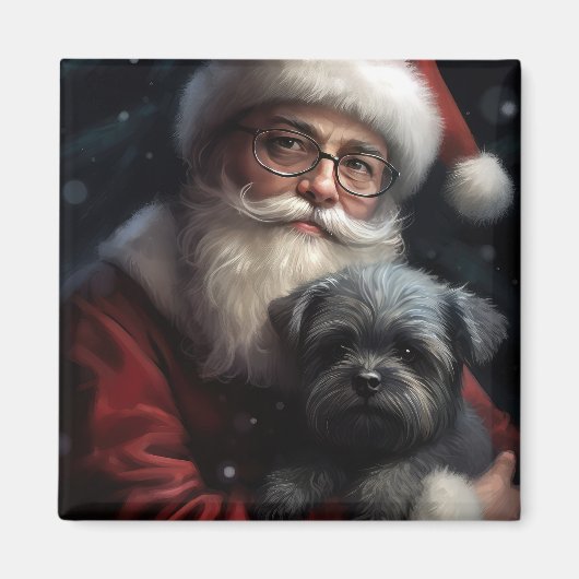 Aimant Affenpinscher avec Noël Festif du Père Noël (Devant)