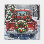 Aimant Affenpinscher Christmas Red Truck Holiday (Devant)