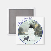 Aimant Affenpinscher et Bonhomme de Neige (Recto/Verso)