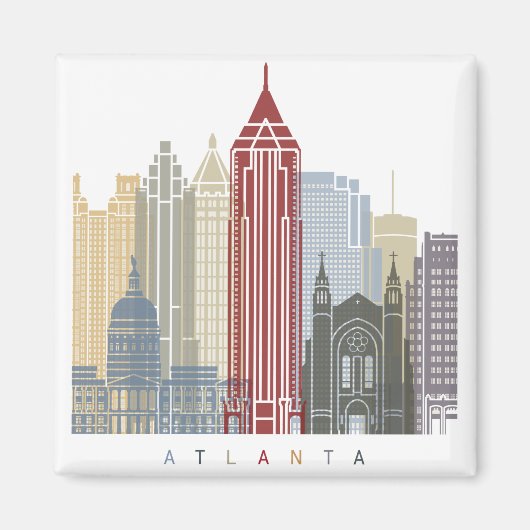 Aimant Affiche d'Atlanta (Devant)
