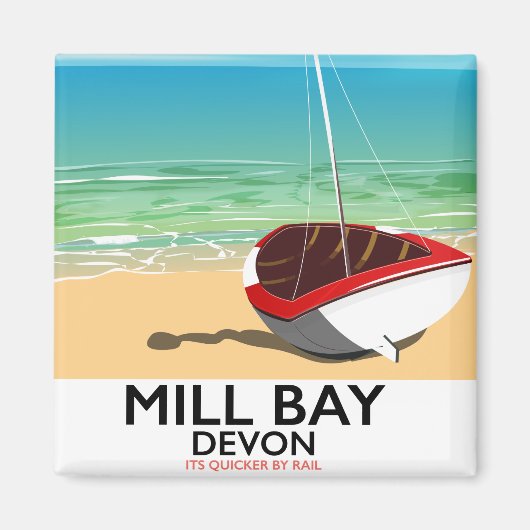 Aimant Affiche de chemin de fer Mill Bay Devon (Devant)