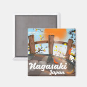 Aimant Affiche de fleurs japonaises de Nagasaki. (Recto/Verso)