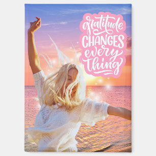 Aimant Affiche de plage de coucher de soleil La gratitude