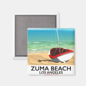 Aimant Affiche de plage de Zuma Beach LA Rail (Recto/Verso)