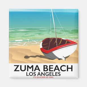 Aimant Affiche de plage de Zuma Beach LA Rail