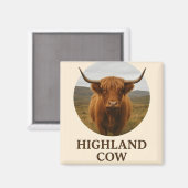 Aimant Affiche de portrait de vache des Highlands avec "V (Recto/Verso)