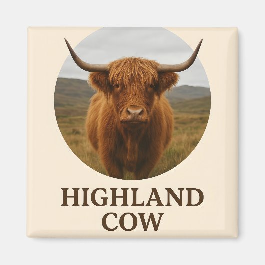 Aimant Affiche de portrait de vache des Highlands avec "V (Devant)