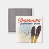Aimant Affiche de ski Panorama Colombie-Britannique Canad (Recto/Verso)