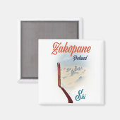 Aimant Affiche de ski Zakopane Pologne (Recto/Verso)