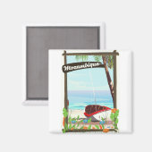 Aimant Affiche de vacances de bateau de pêche de Mozambiq (Recto/Verso)