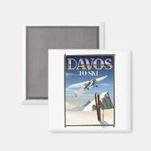 Aimant Affiche de voyage à Davos Suisse (Recto/Verso)