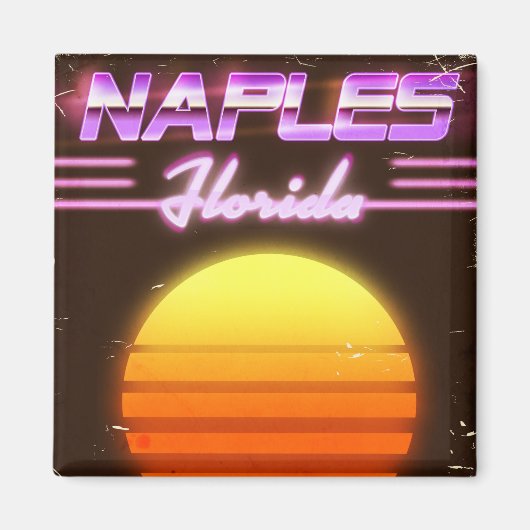 Aimant Affiche de voyage à Naples Floride années 80 (Devant)