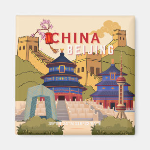 Aimant Affiche de voyage à Pékin en Chine Art mural de