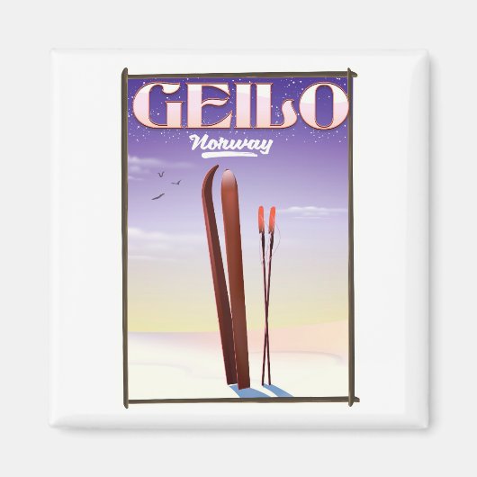 Aimant Affiche de voyage à ski Geilo, Norvège (Devant)
