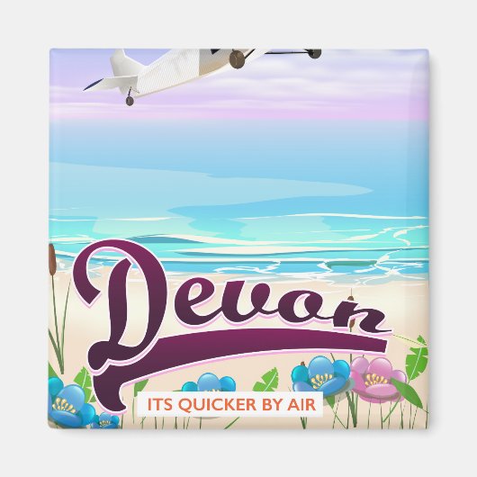 Aimant Affiche de voyage aérien vintage Devon (Devant)