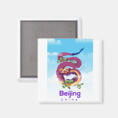Aimant Affiche de voyage Beijing China Dragon (Recto/Verso)
