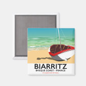 Aimant Affiche de voyage de Biarritz France Beach (Recto/Verso)