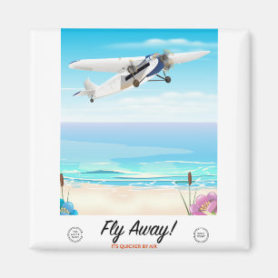 Aimant Affiche de voyage de dessin animé vintage Fly away