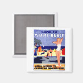 Aimant Affiche de voyage de Miami Beach 1925 (Recto/Verso)