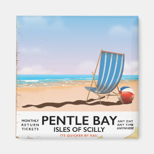 Aimant Affiche de voyage de Pentle Bay Isles of Scilly