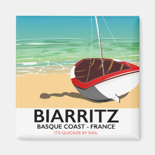 Aimant Affiche de voyage de plage de Biarritz France