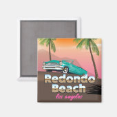 Aimant Affiche de voyage de Redondo Beach LA (Recto/Verso)