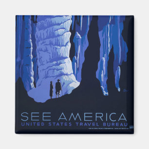Aimant Affiche de voyage de spéléologie Cavernes Voyage V
