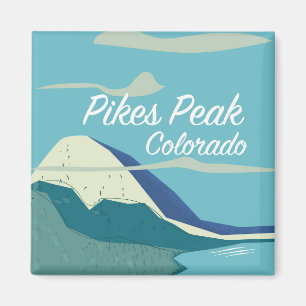 Aimant Affiche de voyage de style vintage Pikes Peak Colo