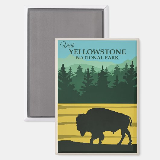 Aimant Affiche de voyage de Yellowstone (Recto/Verso)